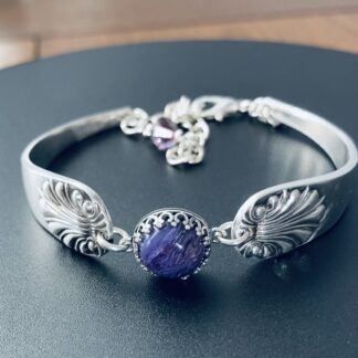Silver Plated Spoon Bracelet (Natural Charoite)