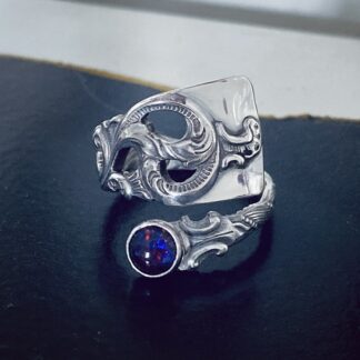 Silver Spoon Ring (Opal)